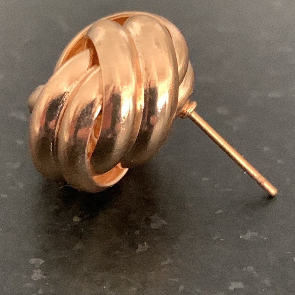 Love Knot Large Stud Earrings Gold Tone .75” - Picture 5 of 5
